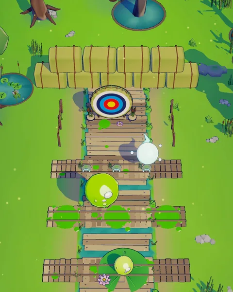 Slime Marsh level with slime balls on a boardwalk
