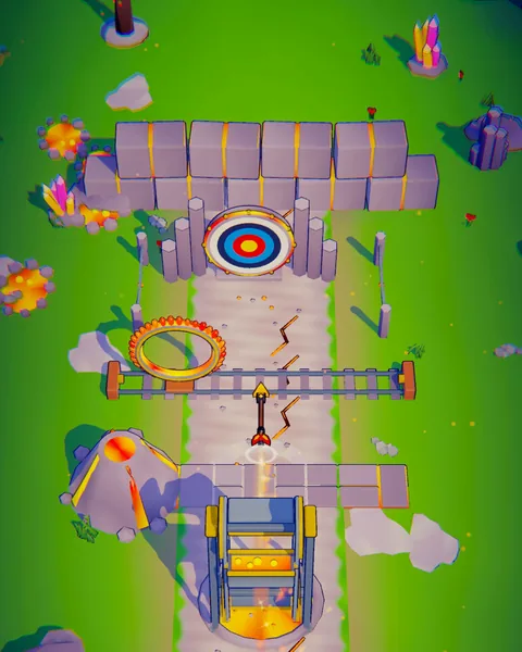 Ember Volcano level with a fire hoop and lava bombs